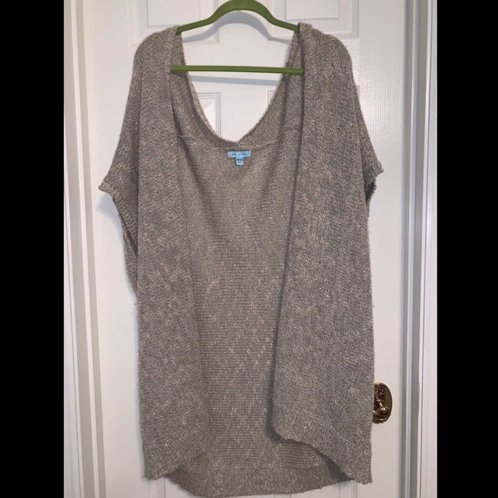 She + Sky Short Sleeve Oversized Sweater Cardigan